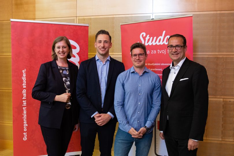 LR Barbara Eibinger-Miedl, Julian Kainz, GF Studo, Lorenz Schmoly, Managing Director Studo Österreich, SFG-GF Christoph Ludwig