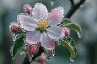 Apfelblüte mit Eis
